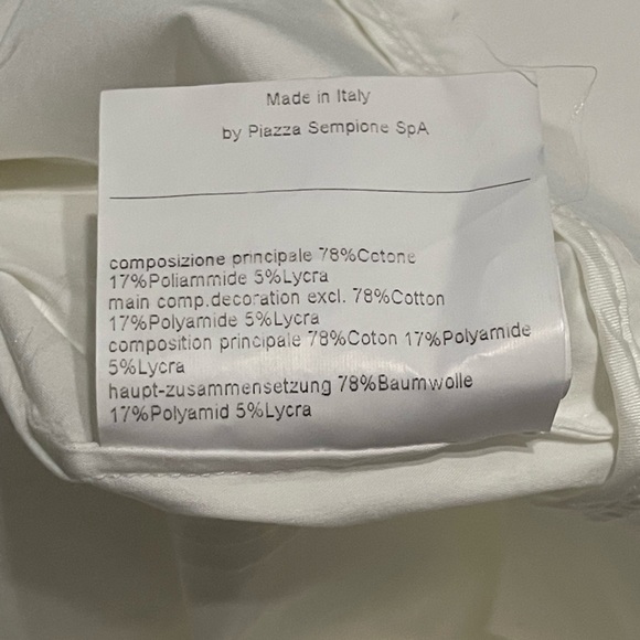 Piazza Sempione White Satin Tunic Dress Blouse Italy Paneled ButtonUp Pockets 42 - Picture 4 of 8